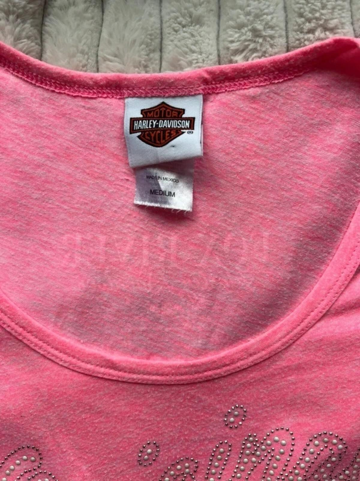 Vintage Harley-Davidson Pink Rhinestone Tee - Image 2